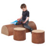 log and tree trunk seat with kid