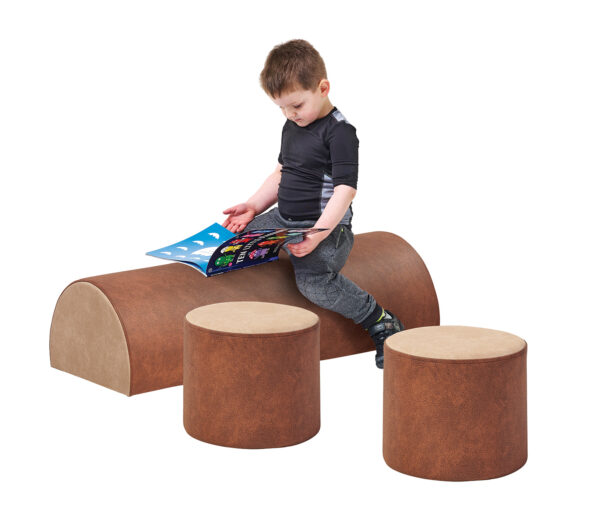 log and tree trunk seat with kid