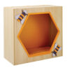 cosy reading seat with hexagon opening and bee decor