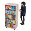 mobile library bookshelf with books and student reading