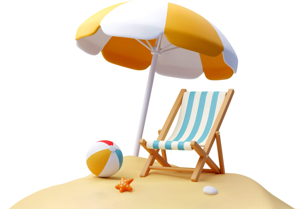 Deckchair and parasol
