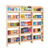 wall-mounted bookcases for school library corridor in oak and white