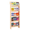 Single sided library shelving in oak and white