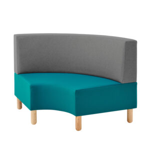 Inner curved library seat teal and grey
