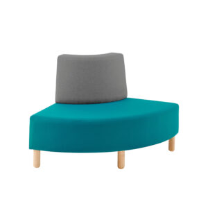 Outer curved library seat teal and grey