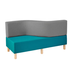 s-curved library seat teal and grey
