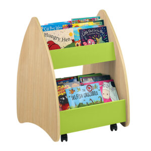 Small bookcase for library oak and lime green