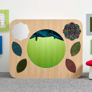 sensory den with green light curtain and tactile elements