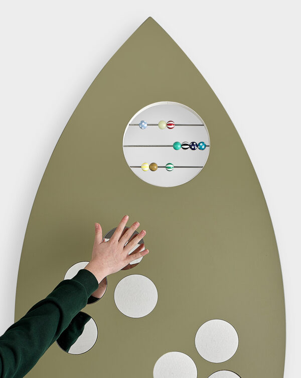 Sensory tree panel for schools child touching mirror beads